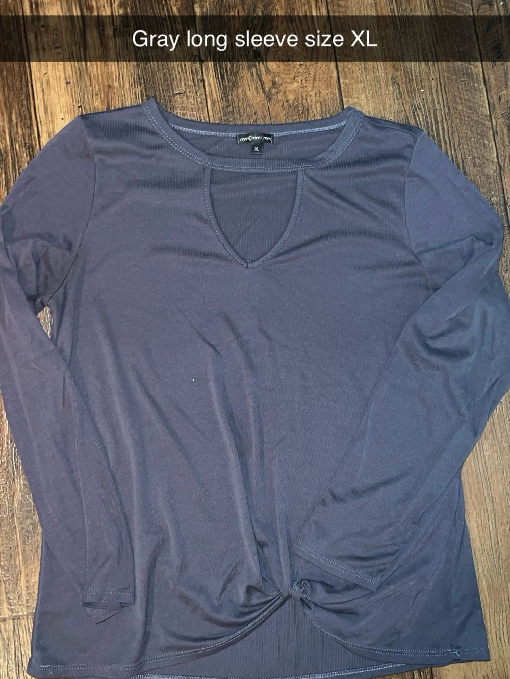 A New Day Women's Gray Long Sleeve Twist-Front Top